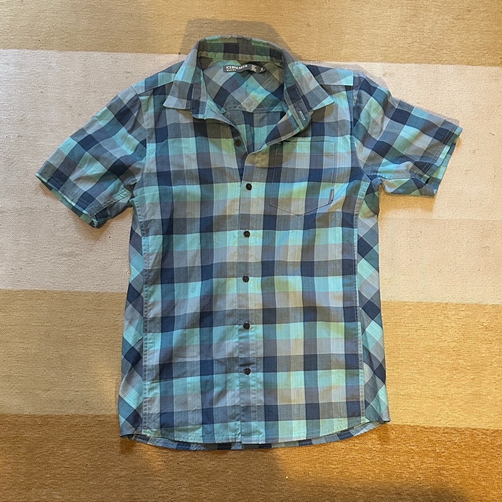 Icebreaker Men's Plaid Button-Down Shirt - Blue and Green